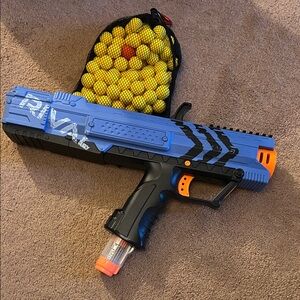 Nerf Rival Blue and Black Blaster with Yellow Ammo